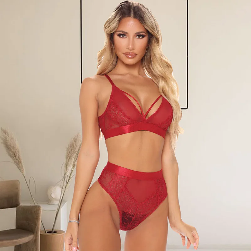

Shiying bralette ultra thin erotic two-piece sexy lingerie female temptation flirting sexy passion female bra and panty set