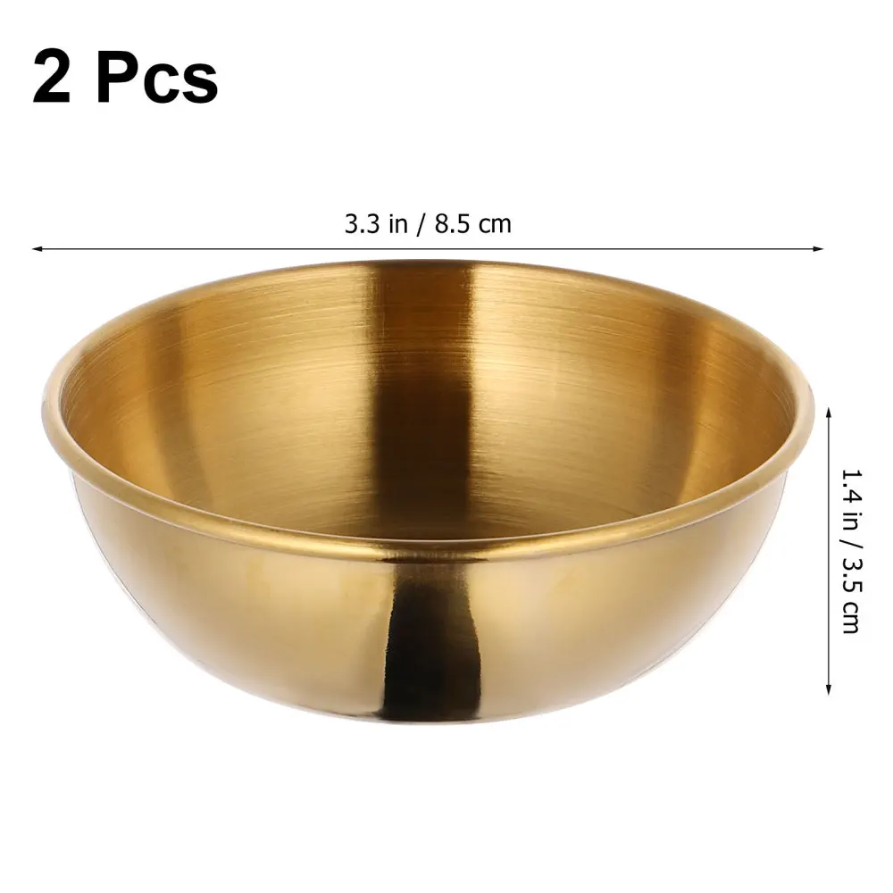 

Cabilock 2pcs Round Shape Condiment Servers Sauce Dishes Stainless Steel Serving Bowls Dishwasher Safe Sauce Dipping Bowls