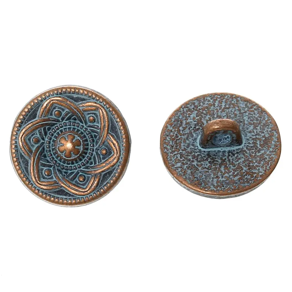 DoreenBeads Металлическая пуговица круглая Античная Медная окрашенная распылением