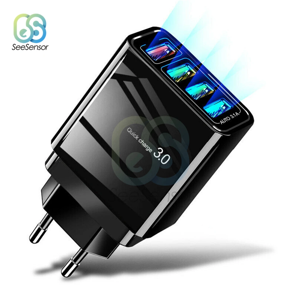Быстрая зарядка 3,0 QC 3,0 быстрое зарядное устройство 4 порта USB портативное зарядное устройство для мобильного телефона iPhone samsung Xiaomi huawei