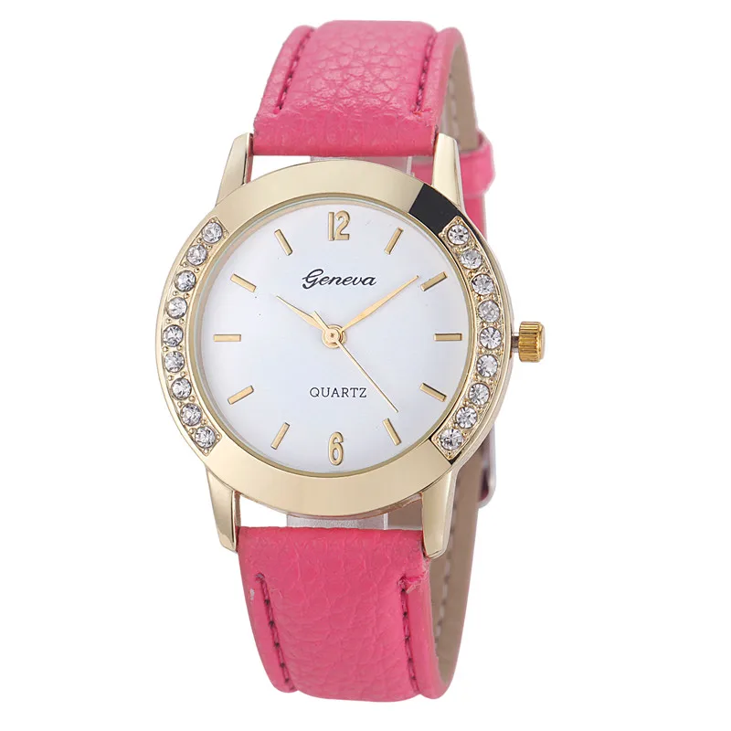 

GENEVA Brand Leather Band Quartz Wristwatch Women Clock Fashion Simple Elegant Ladies Watch relogio feminino Gift reloj mujer