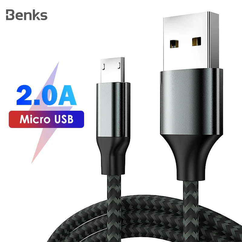 

Benks 2A Micro USB Cable Fast Charging Data Cable For Xiaomi Redmi Note 5 Pro Samsung S7 S6 Android Phone USB Charge Nylon Cord