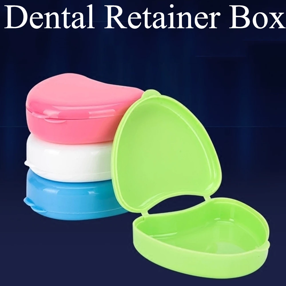 

Denture Box Dental False Teeth Storage Case Denture Bath Boxes Cases Appliance Heart-shaped Case Rinsing Basket Random Color
