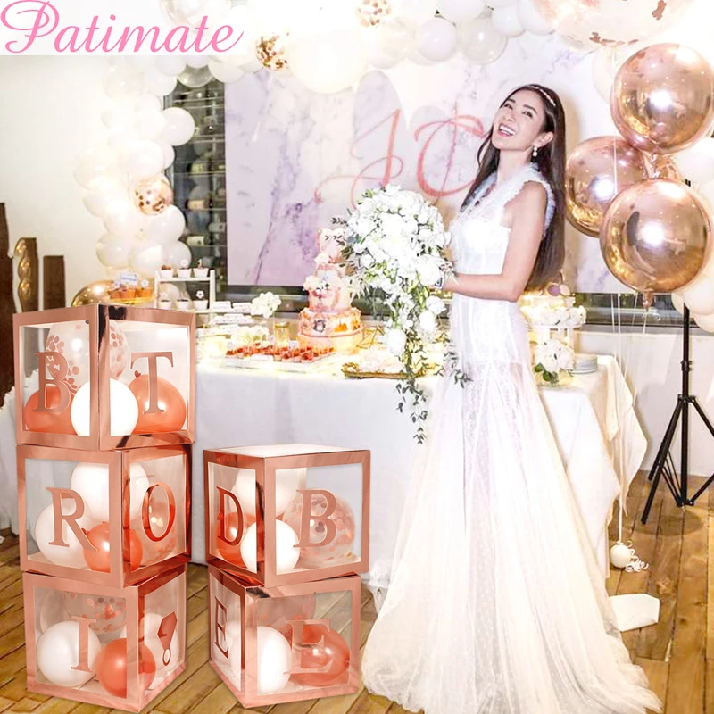 

PATIMATE Bride to BE Decorations Rose Gold Balloon Boxes Wedding party Decoration Boy Girl Baby Shower Photo Booth Props Favors