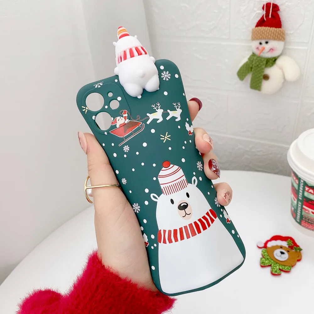 

Cute cartoon Christmas elk soft phone case for iPhone 12 mini 11 Pro MAX X XS XR 7 8Plus SE2020 anti-fall protective cover