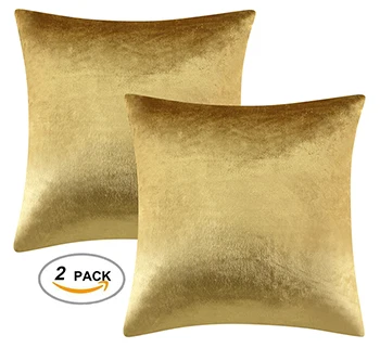 2 Packs Gold Decorative Cushions Covers Cases for Sofa Bed Couch Modern Luxury Solid Velvet Home Throw Pillows Covers Silver