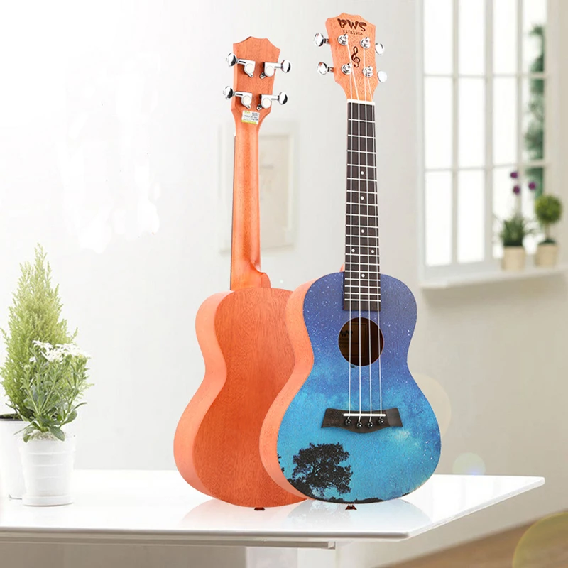 23 inch Painted Ukulele Mini Guitar 4-string Rosewood Fingerboard Mahogany Top Spruce Beginner Concert Guitarra UK2366 | Спорт и