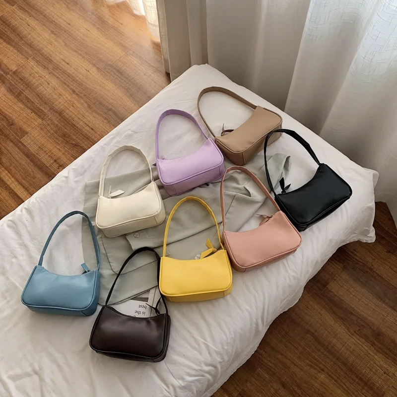 

Women Handle Bag Soft PU Leather Shoulder Totes Retro Solid Color Underarm Bag Fashion Design Girls Subaxillary Bags Clutch