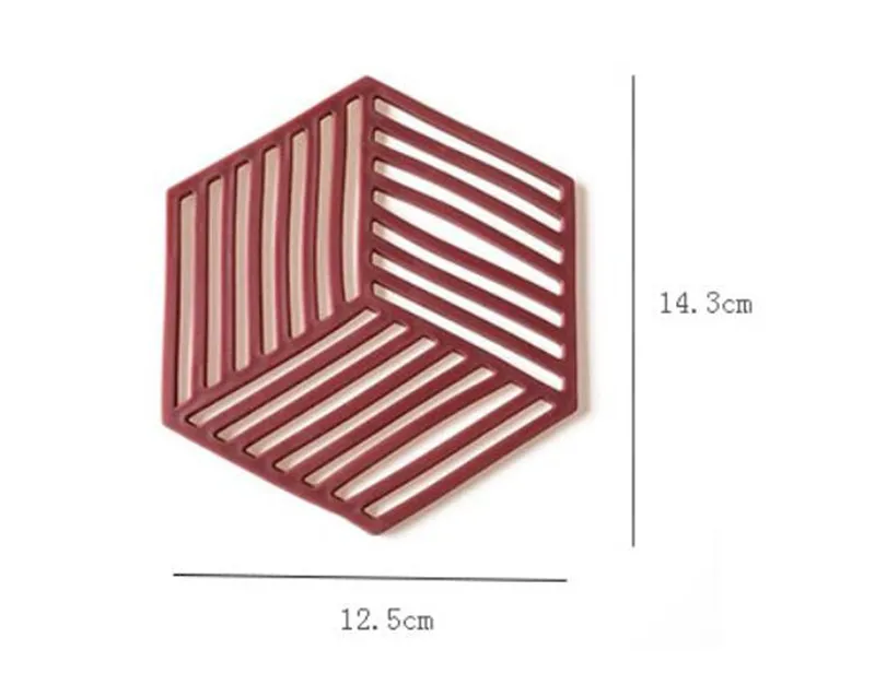 

New 100pce/lot Hexagon Silicone Tableware Insulation Mat Coaster Cup Hexagon Mats Pad Heat-insulated Bowl Placemat