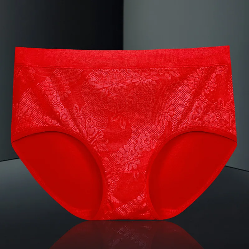 

New Modal Large Stretch Comfortable Jacquard Breathable Fat Ladies Panties Waist Briefs