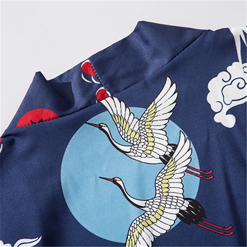 Мужской/женский кардиган Bebovizi летнее кимоно в китайском стиле с принтом Xiangyun Crane