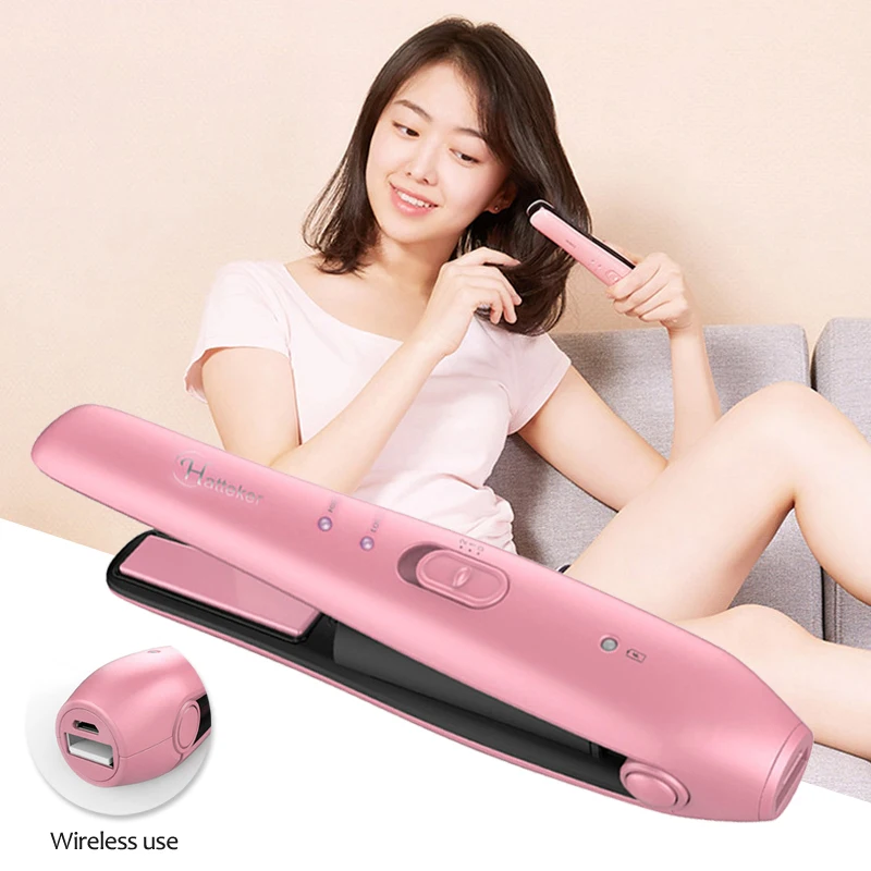 Мини 2 в 1 щипцы для завивки и выпрямления волос беспроводной выпрямитель