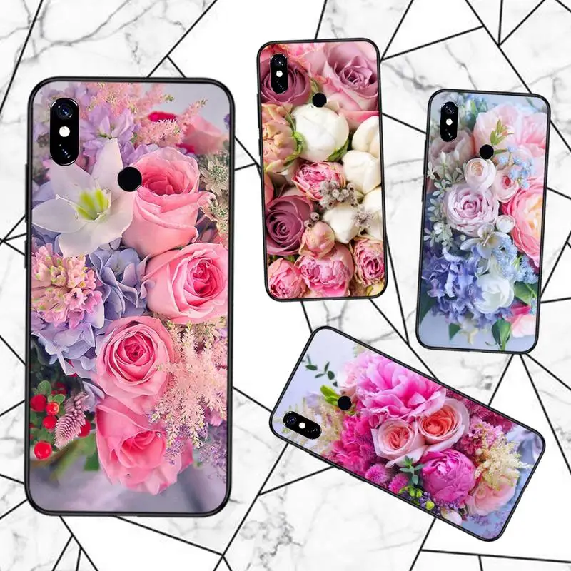 

Flower Pink Purple Peony Rose Phone Case For Xiaomi Redmi note 7 8 9 11 t s 10 A pro lite funda shell coque