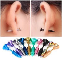 new punk style stainless steel 10 colors stud earrings men women ear jewelry rock gothic unisex piercing earring wholesale