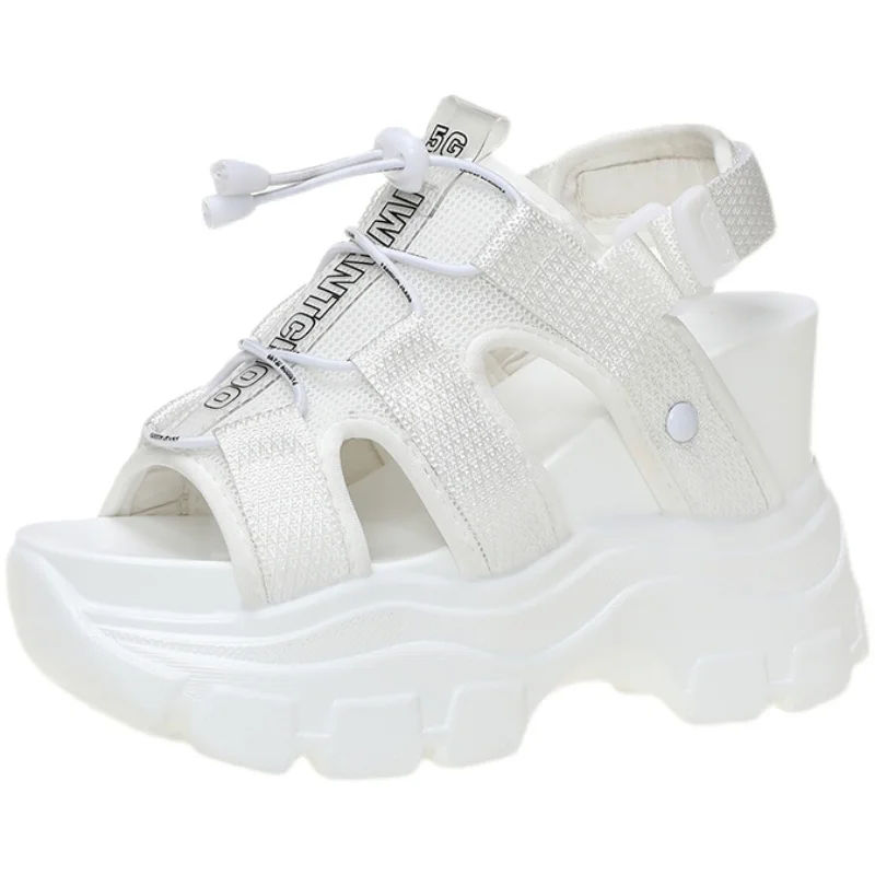 

Sandals Straps Shoes 2021 Summer Clogs Wedge Increasing Height Cross Women's Heels Cross-Shoes Muffins shoe Suit Female Beige Op