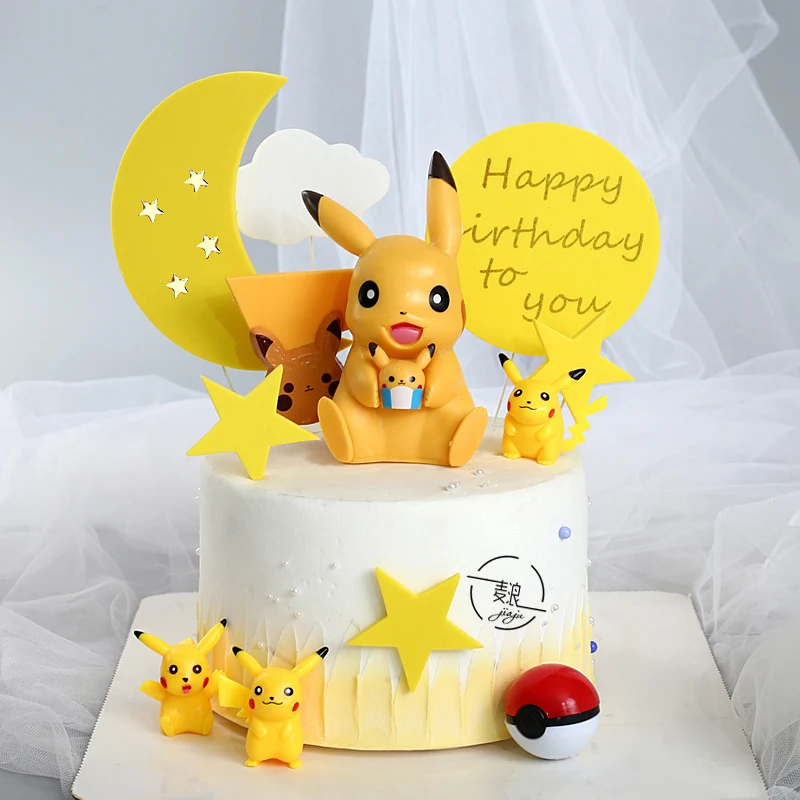Anime Yellow Animals Cute Model Cake Topper Figure Toys Pvc Elves Ball For Children Collectibles Birthday Party Decoration | Дом и сад