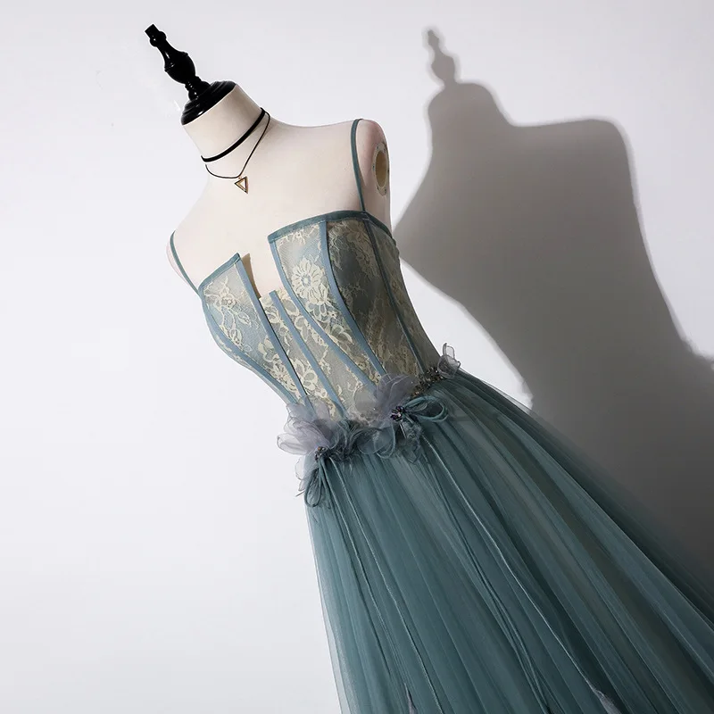 Evening Dress 2019 The Party Prom Floor-length Spaghetti Strap Vintage Dresses Luxury Lace |