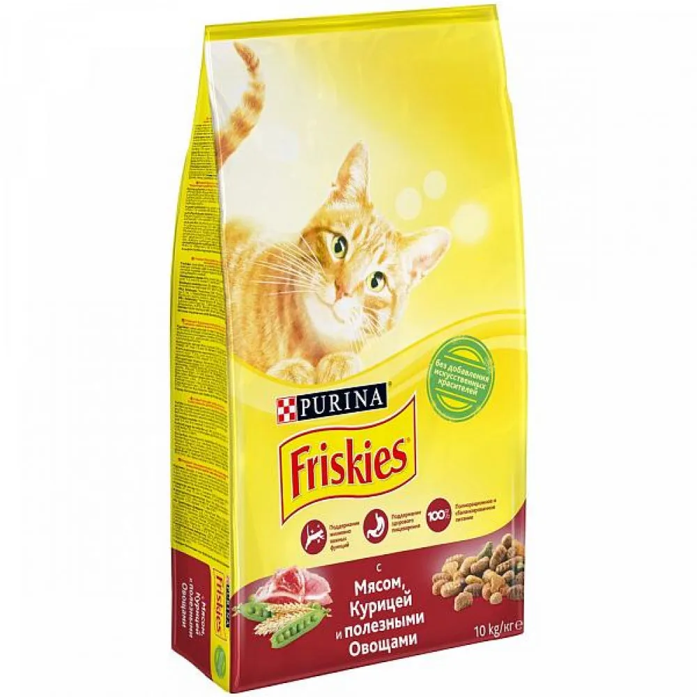  Сухой корм Friskies для взрослых кошек, с мясом и полезными овощами, 10кг 