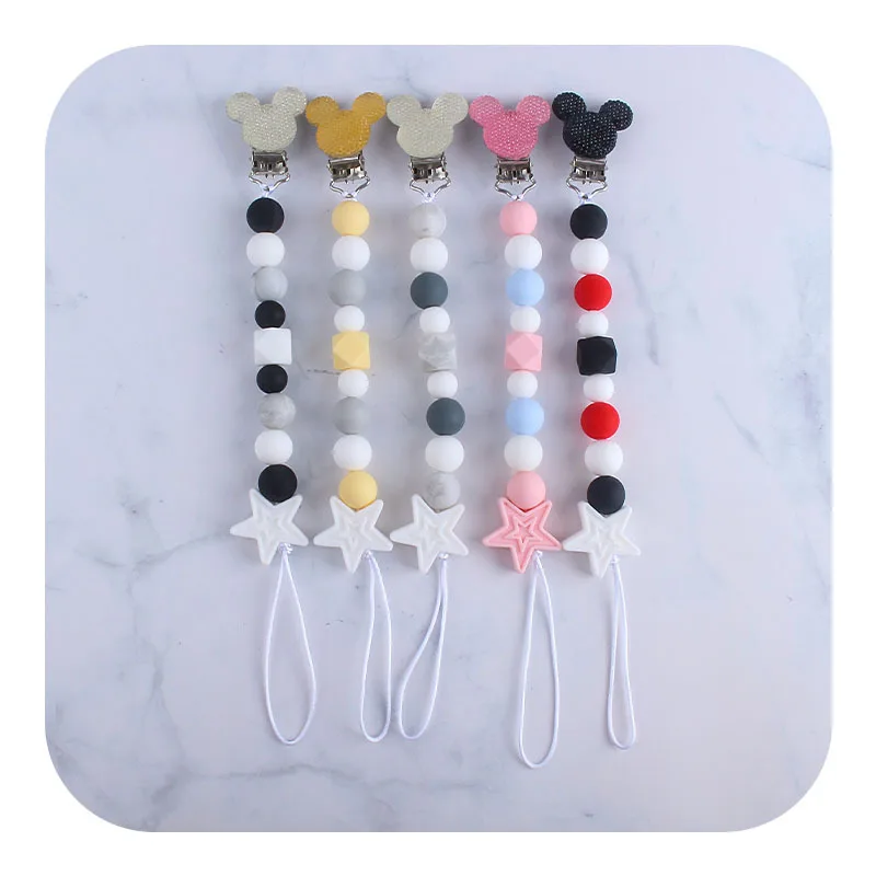 Chupete de beb&eacute; con Clip, soporte de cuentas molares de silicona, juguete de dentici&oacute;n, regalo de cumplea&ntilde;os para beb&eacute;-2