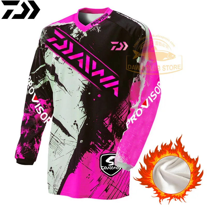 Thermal Fishing Sweater DAWA Fishing Sweatshirt Thicken Winter Fleece Fishing Jersey Long Sleeve Thermal Underwear Sweater - Цвет: Picture color 7
