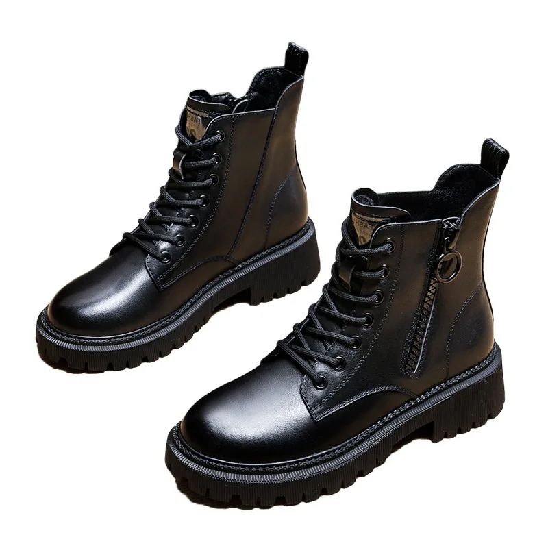 

Y43 Autumn winter Women Chunky Platform Motorcycle Boots 2020 Lace Up Woman British Fashion Female Ankle Boots botas de mujer