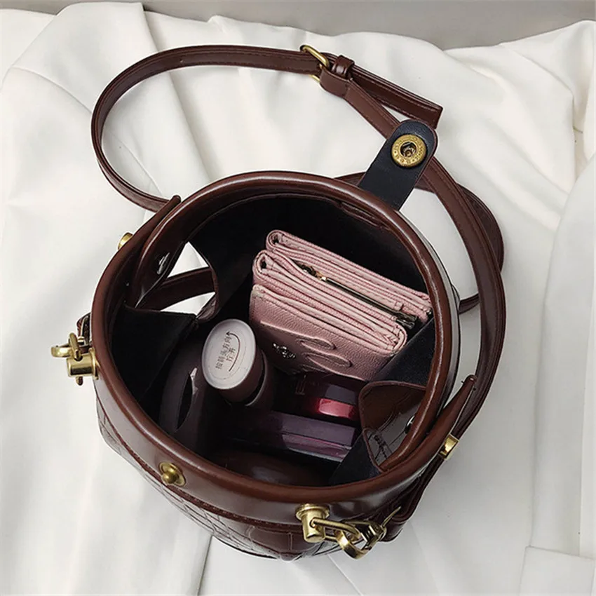 

TOYOOSKY Stone Pattern Bucket Bags 2020 Fashion New High Quality PU Leather Women's Designer Handbag Vintage Messenger Bag