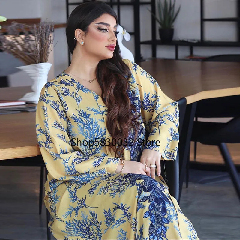 Abaya Dubai Turkey Kaftan Beaded Sequins Hijab Dress Islam Clothes African Maxi Dresses For Women Robe Longue Femme Musulman