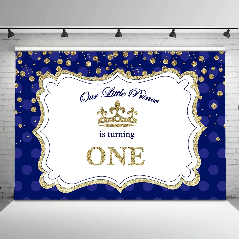 Фон для фотосъемки новорожденных с королевской синей короной Золотой блестящий