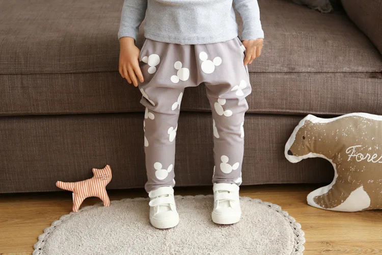 

Disney Mickey Children's Mickey Head Harem Pants Sports Children's Pants Kids Spring and Autumn toddler pants baby bell bottoms