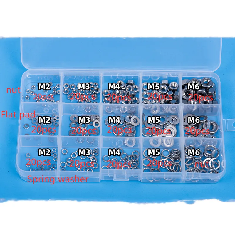 

[M2-M6] 304 небольшие плоские коврики из нержавеющей стали, уплотнительные гайки, прокладки, наборы крышек с винтами, маленькая коробка