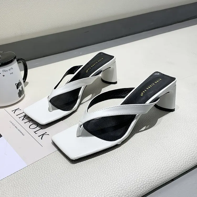 

Slippers Women Summer Shoes Slides Fashion Rubber Flip Flops Heeled Mules Pantofle Luxury Hawaiian High 2021 Rome PU Fabric