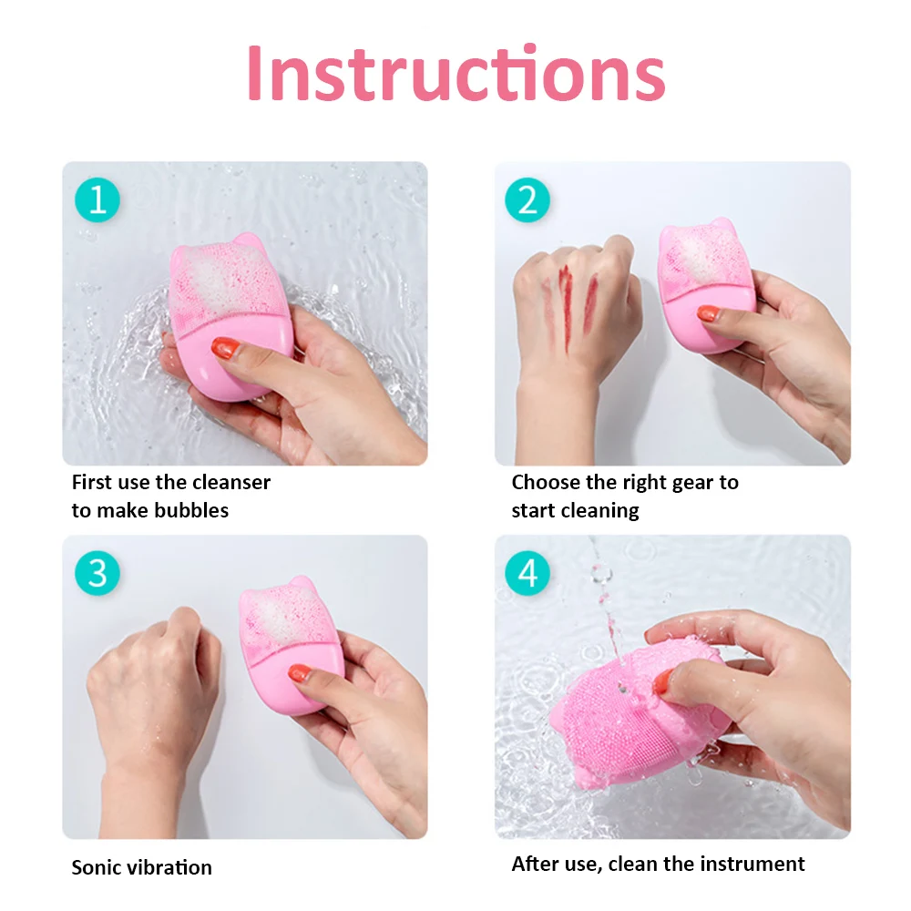 USB Ультразвуковая электрическая щетка для очищения лица мытья Вибрация