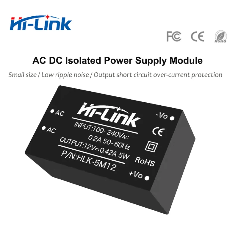 

Free shipping Hi-Link Original AC-DC 220V to 12V 1A 5W Isolated Power Supply Module ac dc converterHLK-5M12