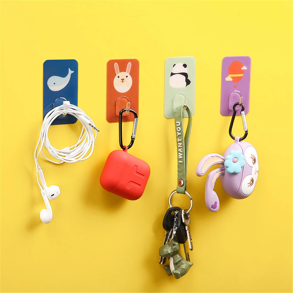 

Hooks Creative Cute Cartoon Door Wall Hangers Hooks Suction Heavy Load Rack Cup Tie Ail-free Key Behind the Door Hook Up
