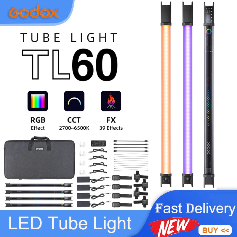 

Godox TL60 Led Tube Light RGB Color Photography Light Handheld Light Stick APP Remote Control for Photos Video Movie Vlog
