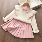 Платье-свитер для девочек Melario Осень-Зима Топы и платье принцессы наряды Детский вязаный свитер 2 шт. свитер для маленьких девочек