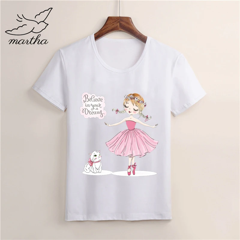 Милые девушки принцесса мультфильм Мода Забавный принт футболка Дети Лето o