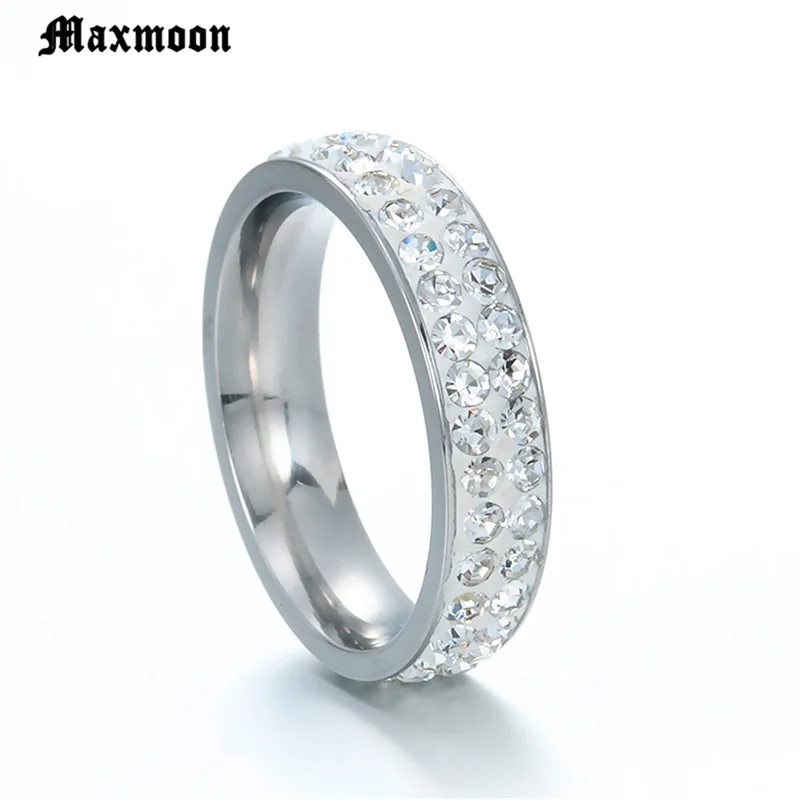 Кольцо женское из нержавеющей стали с прозрачным кристаллом | Украшения и