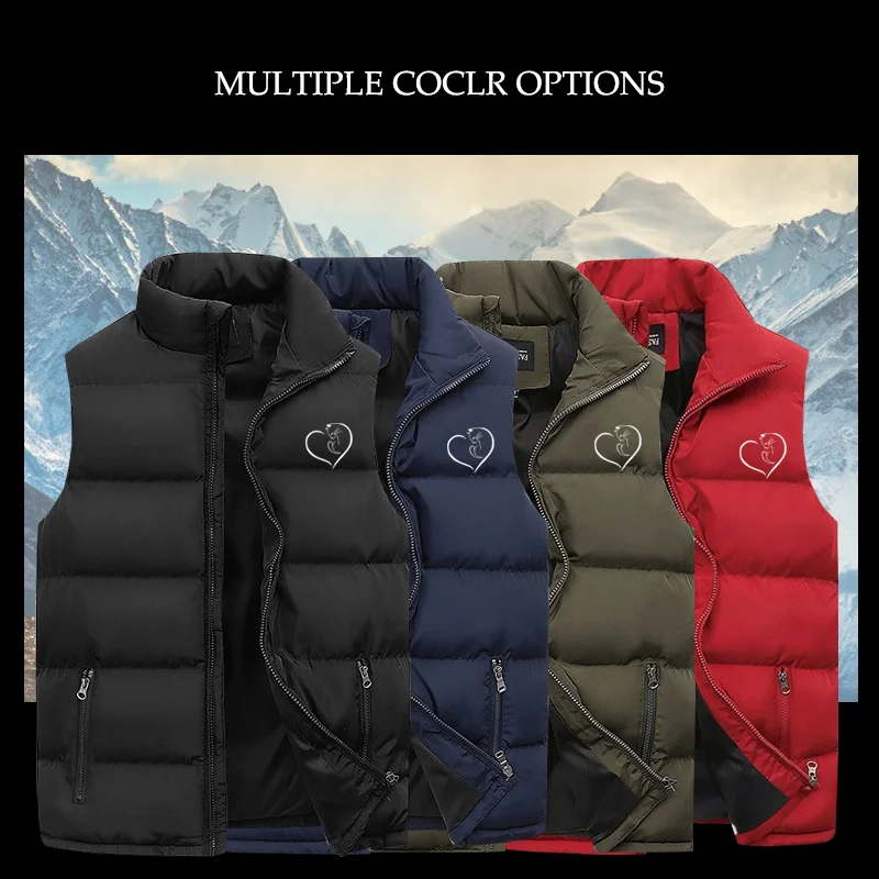 

New Men's Casual Jacket Autumn Winter Fashion Men's Couple Warm Vest Sweater Casual Zipper Sleeveless Jacket Plus Size Coat