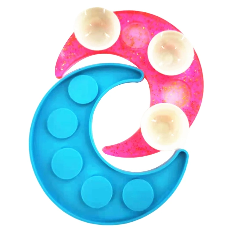 

Эфирные лоток для масла пластина эпоксидная смола, форма 5-дырчатая Луна подсвечник силиконовые формы