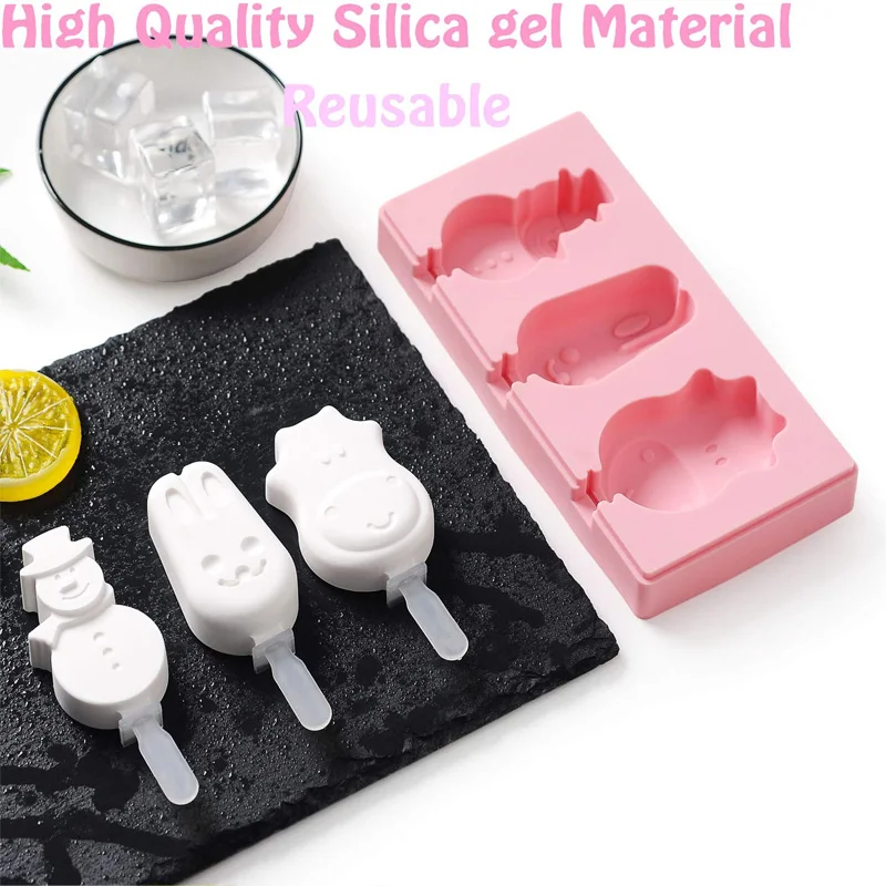 Silicone Ice Cream Mold with Cover Popsicle Lids and Plastic Sticks Reusable DIY Pop for Kids Molds | Дом и сад