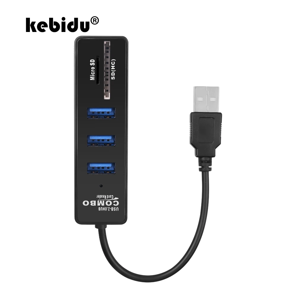 Мини-Разветвитель USB 2 в 1 0 3 порта + кардридер для SD TF | Компьютеры и офис