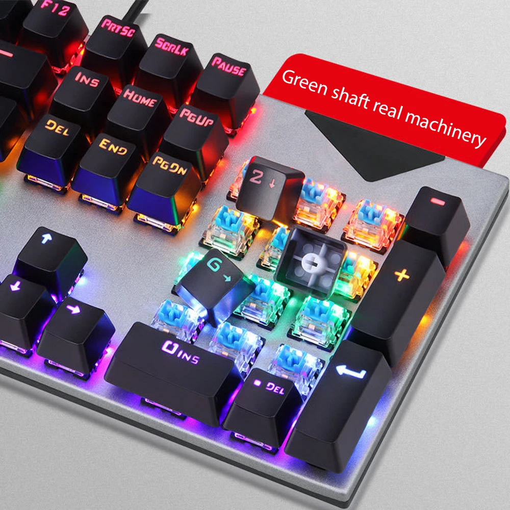 Проводная клавиатура портативная Механическая игровая мини-клавиатура USB 104