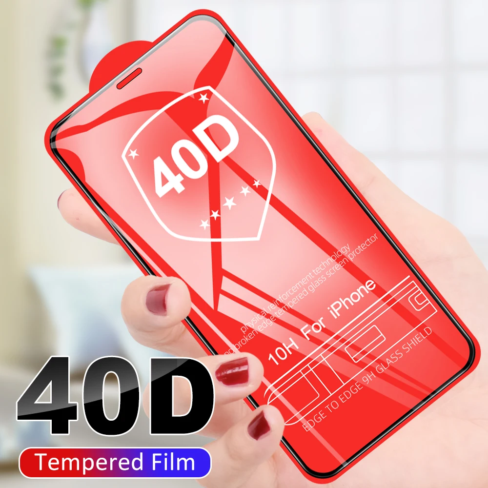 

40D Full Cover Tempered Glass For iPhone 12 Pro max mini Glass Screen Protector For iphone 11 Pro X XR XS Max Protective Glass