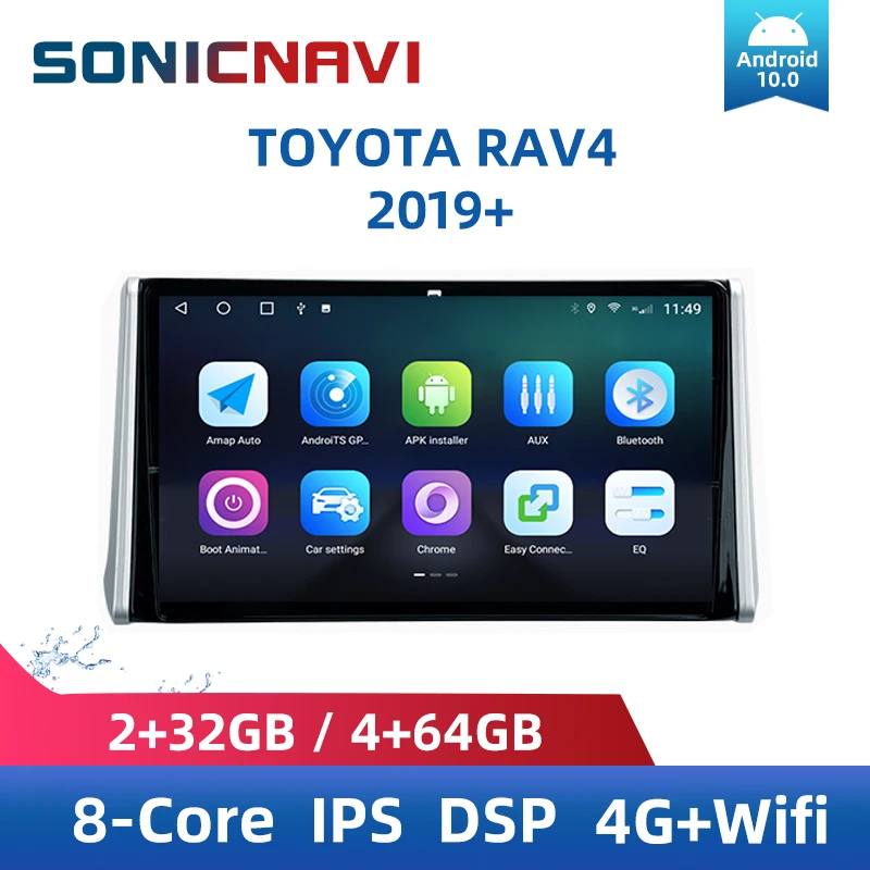 

Автомобильный радиоприемник SONICnavi для TOYOTA RAV4 2019 + мультимедийный плеер Android Авто Bluetooth GPS 4G Wifi DSP Carplay стерео приемник