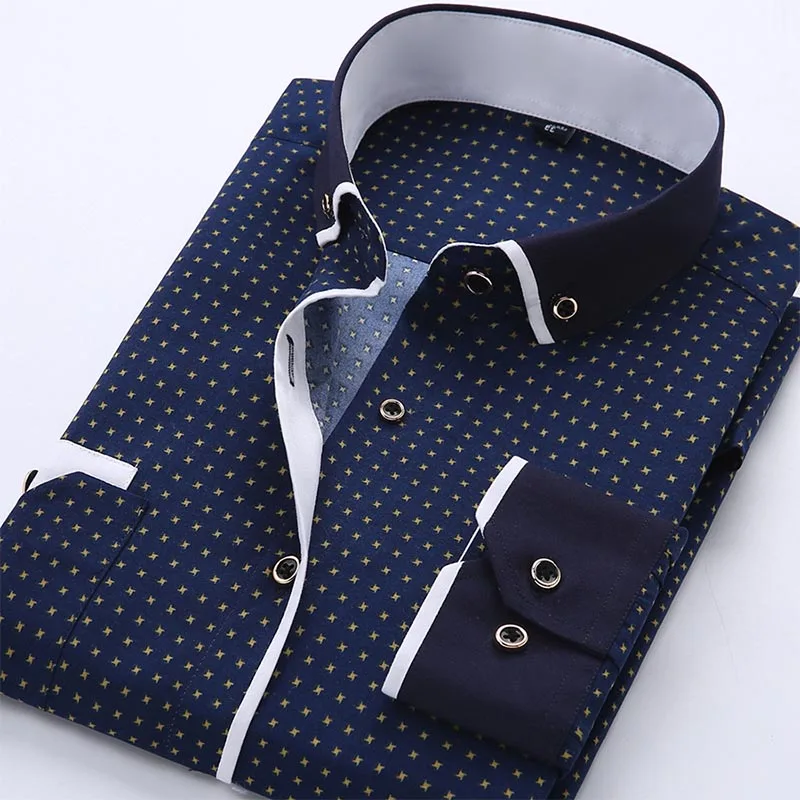 2020 мужские платье в деловом стиле рубашка большого размера Модная Повседневная с