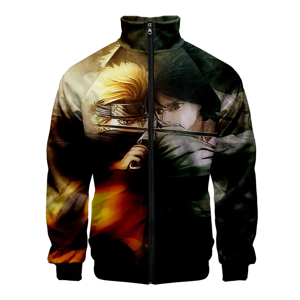 Harajuku Naruto zipper jacket Men/women 3D Uzumaki Uchiha Sasuke Stand Collar Sweatshirt Spring Autumn Anime Cardigan | Мужская одежда