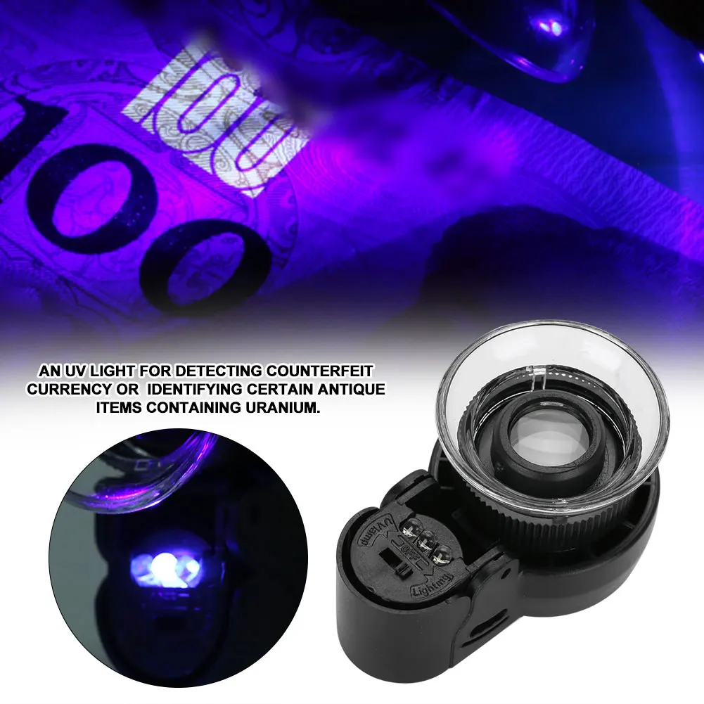 Мини 45X портативная Светодиодная лампа для фото и Ювелирная Лупа Регулируемая