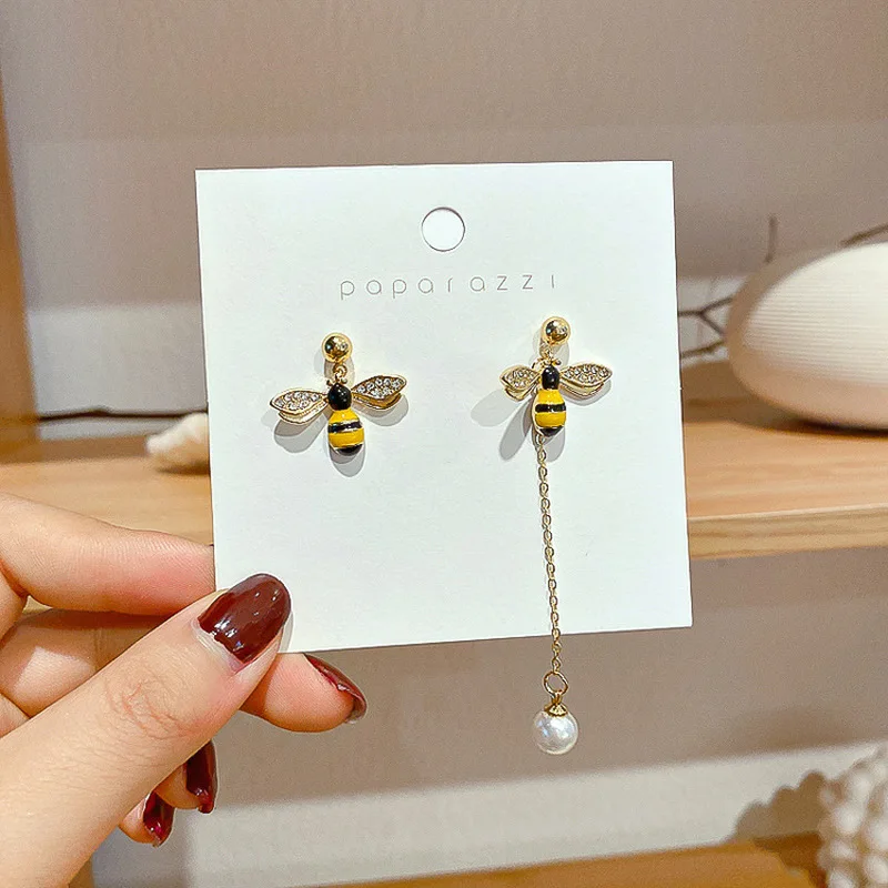 Серьги подвески женские Асимметричные с имитацией жемчуга и