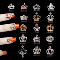 10 pack king crown nail sticker queen design alloy silver princess royal charms 3d supplies glitter crystal crowns decorations
